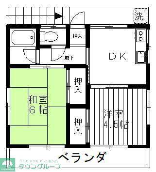 小川アパート(2DK/2階)の間取り写真