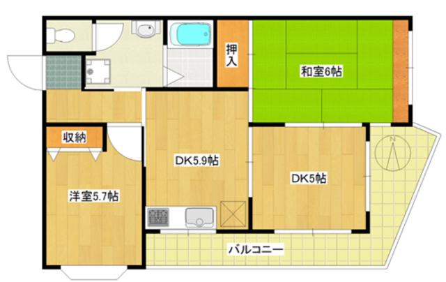 エーデルブルーメカワチ(3DK/3階)の間取り写真