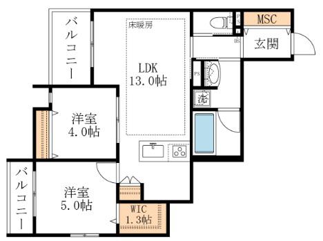 CIELOシエロ(2LDK/2階)の間取り写真