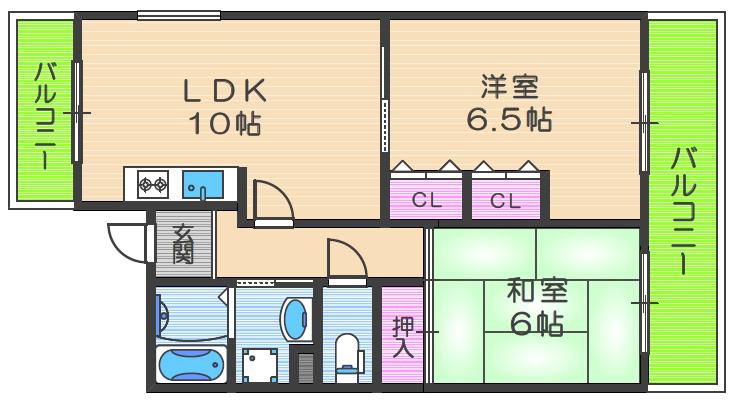 エタプハコネ(2LDK/3階)の間取り写真