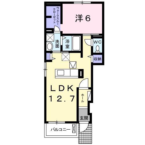 ヴェント(1LDK/1階)の間取り写真