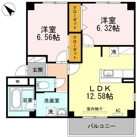 フェリジータ(2LDK/1階)の間取り写真