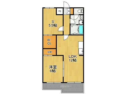 ドミール鹿島(1SLDK/1階)の間取り写真