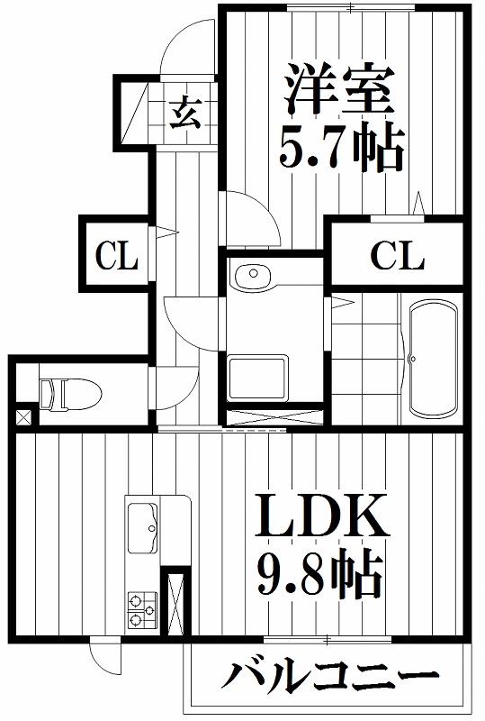 ORIENTE CASA(1DK/1階)の間取り写真