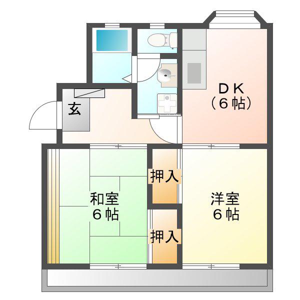 サンライズ石谷(2DK/2階)の間取り写真