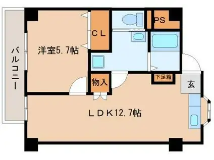 開花エレガンス(1LDK/2階)の間取り写真