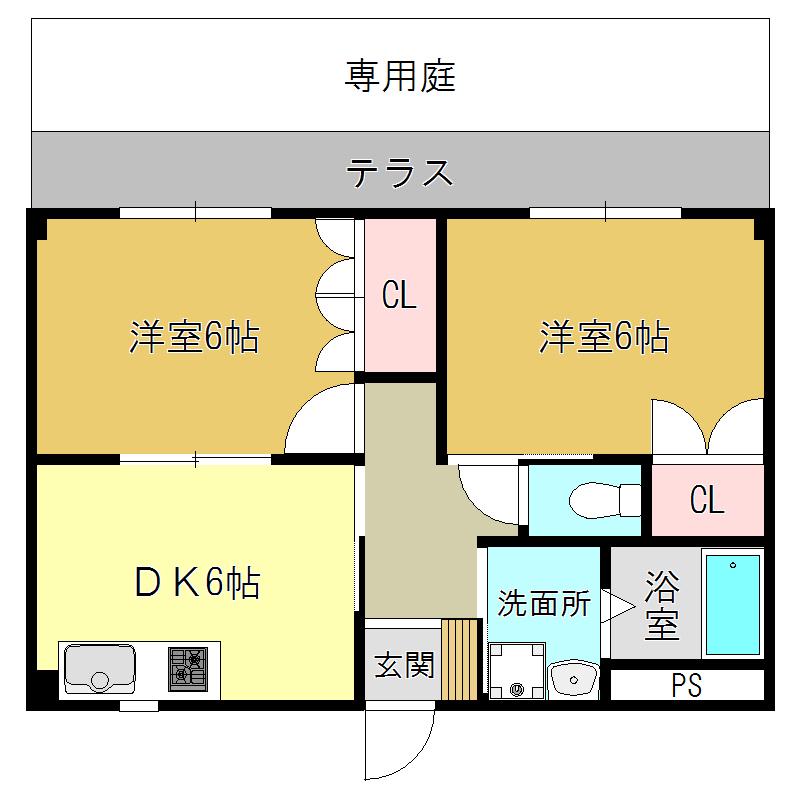 桜ステージ(2DK/1階)の間取り写真