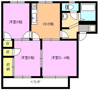 ドミール・エージェント(3DK/1階)の間取り写真