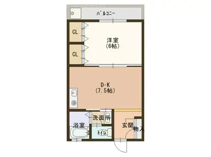 岡林ビル(1DK/4階)の間取り写真