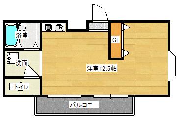クレセール春日出(ワンルーム/3階)の間取り写真