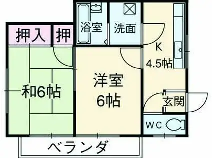 シャトー前島(2K/1階)の間取り写真