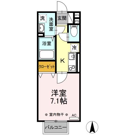 セジュール I(1K/2階)の間取り写真