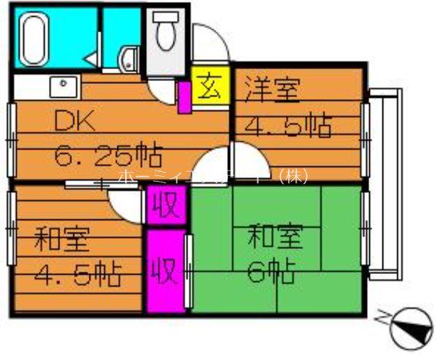 ガーデン三宅ハイツA棟(3DK/2階)の間取り写真