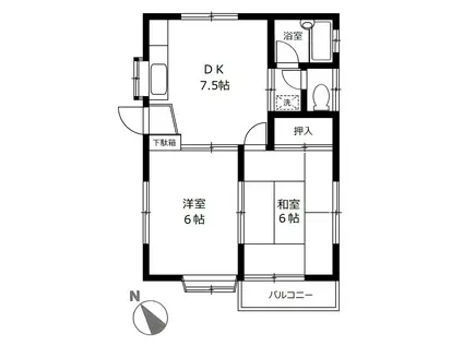 玉井コーポ(2DK/2階)の間取り写真