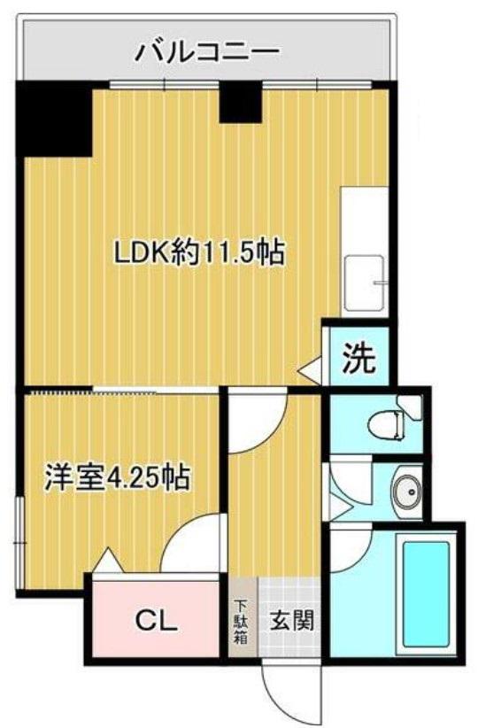 ハイネス貝塚(1LDK/5階)の間取り写真