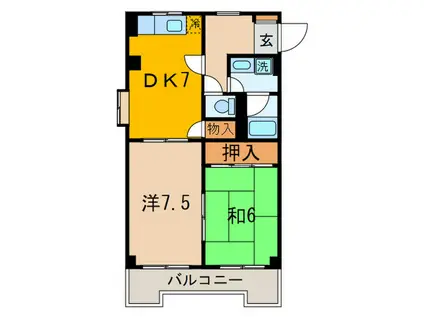手塚第一ビル(2DK/2階)の間取り写真