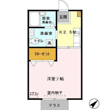 メゾンドノア(1K/1階)の間取り写真