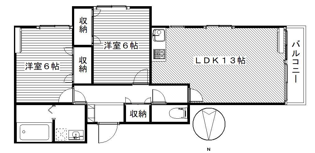 MIKIハイツⅡ(2LDK/2階)の間取り写真