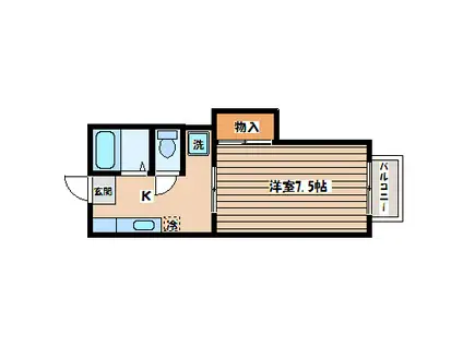 カーサ大内(1K/2階)の間取り写真