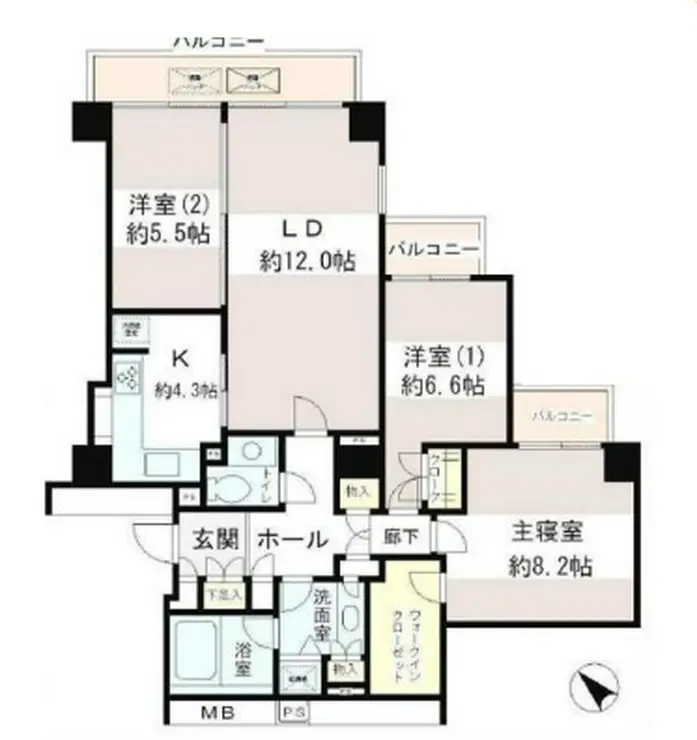 小石川パークタワー 7階階 間取り