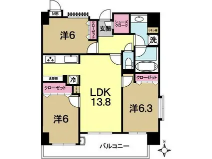 マ・トール水戸本町(3LDK/3階)の間取り写真