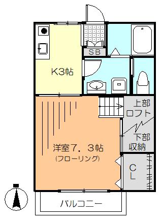 アドラブル(1K/2階)の間取り写真