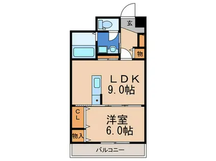 リブハイム土井(1LDK/3階)の間取り写真