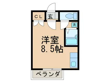 グランドハイツ増田(ワンルーム/1階)の間取り写真