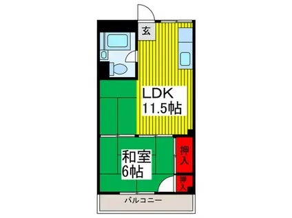 岩崎コーポ(1LDK/3階)の間取り写真