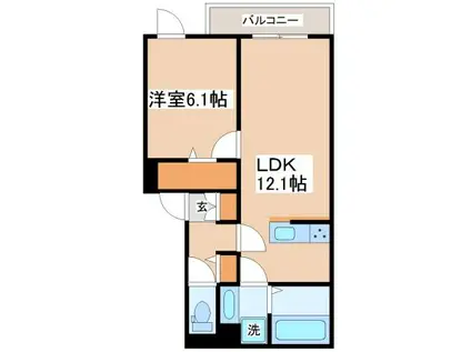 YKメゾン舞子台(1LDK/3階)の間取り写真