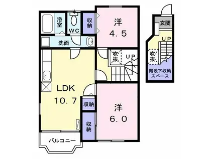 ラベンダー川崎B(2LDK/2階)の間取り写真