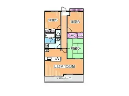 浅香山グリーンマンション(3LDK/1階)の間取り写真