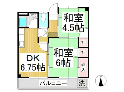 ニューマンション冨沢(2DK/2階)の間取り写真