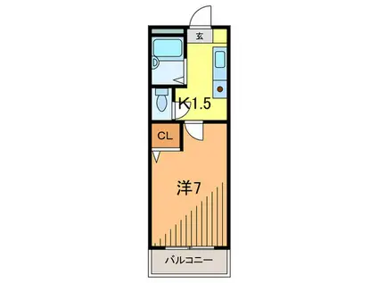 ビタミンテラス枝吉(1K/1階)の間取り写真