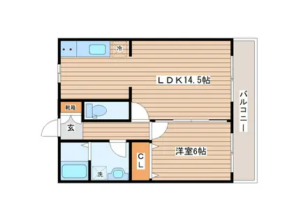 カーザ太子堂(1LDK/1階)の間取り写真