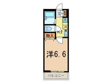 東急世田谷線 若林駅(東京) 徒歩6分 3階建 築23年(1K/2階)の間取り写真