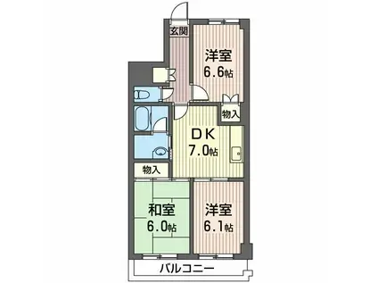 マンション田島(3DK/3階)の間取り写真