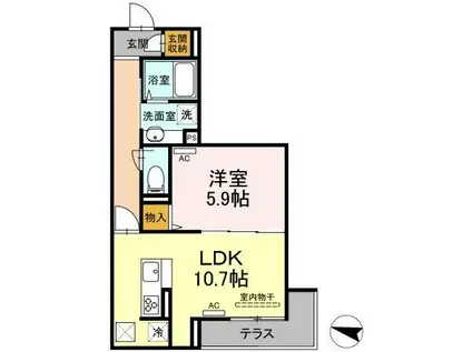 エクセリア上鷺宮II(1LDK/1階)の間取り写真