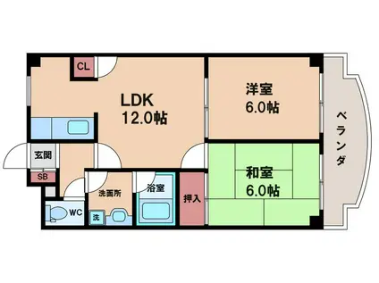 くすのきハイツ(2LDK/4階)の間取り写真