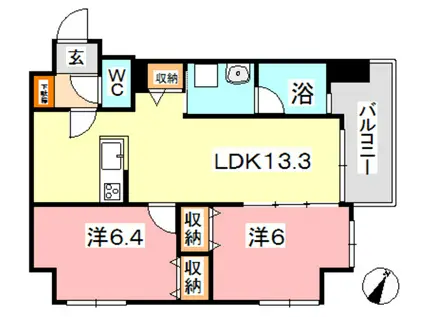COCO川西町(2LDK/3階)の間取り写真