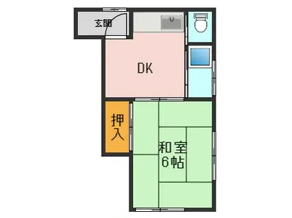 佐久間荘(1DK/2階)の間取り写真