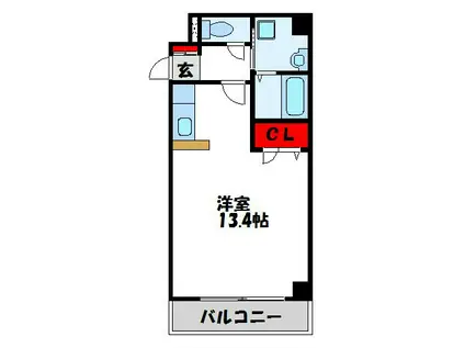 宗像北田マンション(ワンルーム/2階)の間取り写真