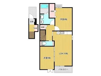 ハウスガーデン楡木九番館(2LDK/2階)の間取り写真