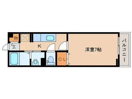 ワンウッドハイツII(1K/2階)の間取り写真