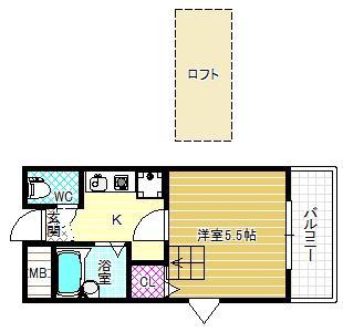 芸大ヒルズマンション(1K/5階)の間取り写真