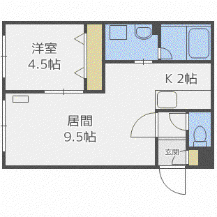クレール風香I(1LDK/4階)の間取り写真