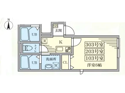 CASA TERZO(1K/1階)の間取り写真