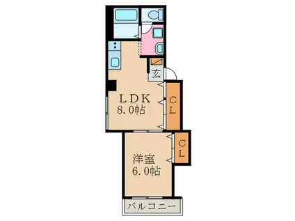 プレステージ琴弾山(1LDK/3階)の間取り写真