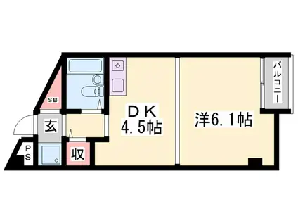 加古川ヤングパレス(1DK/2階)の間取り写真