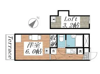 常陸多賀レジデンス(1K/1階)の間取り写真